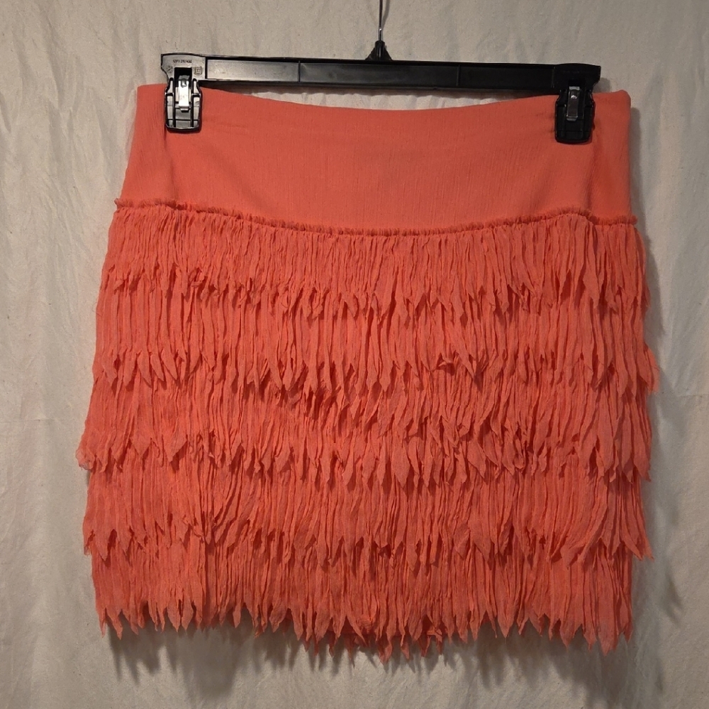 Ann Taylor Orange Pink Ruffled Mini Skirt Night Out